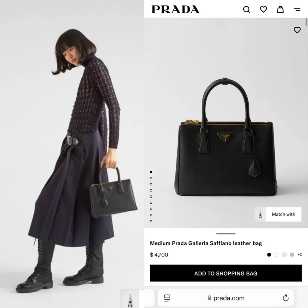 Средняя сумка Prada Galleria из кожи Saffiano с чёткой формой — фото 5