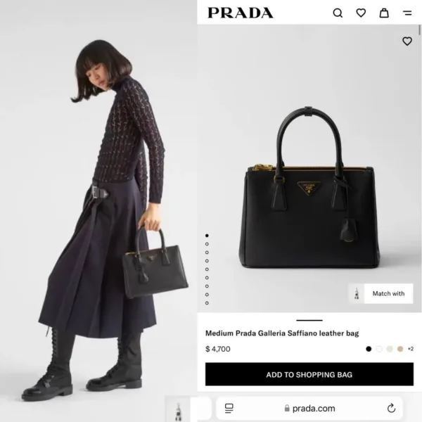 Средняя сумка Prada Galleria из кожи Saffiano с чёткой формой — фото 5