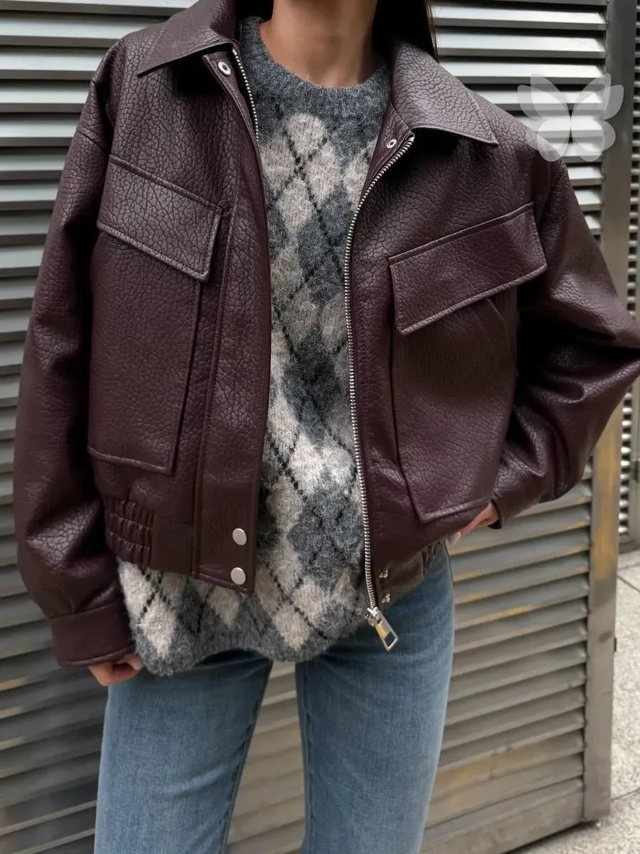 Косуха женская оверсайз из экокожи SAINT SHINE это стильная куртка косуха женская весна-осень, созданная для современных — фото 5