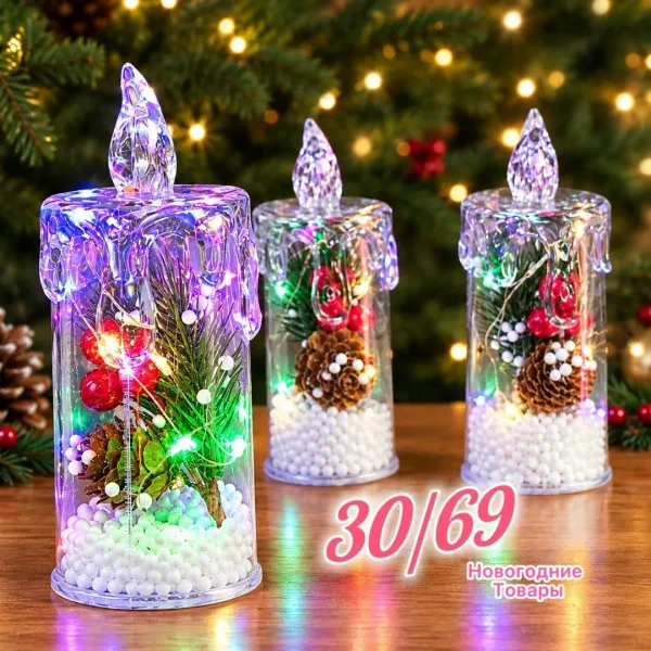 Новогодние свечи-игрушки высотой с батарейками в комплекте — фото 17