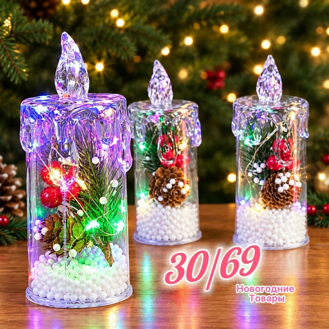Новогодние свечи-игрушки высотой с батарейками в комплекте — фото 10