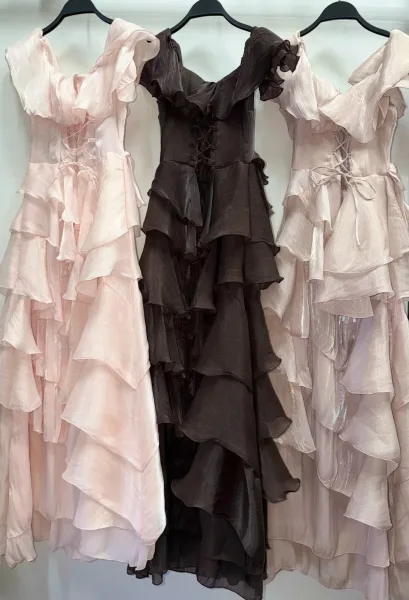 Платье органза воланы Розовый — фото 10