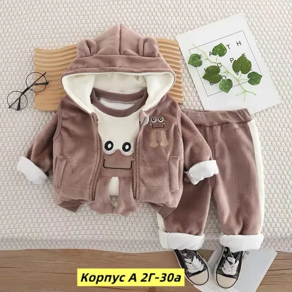 Костюм тройка из натурального меха с начесом, подходит для детей — фото 5