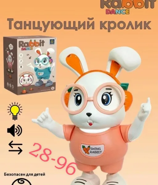 Интерактивная детская игрушка танцующий кролик со светом и звуком синий — фото 6
