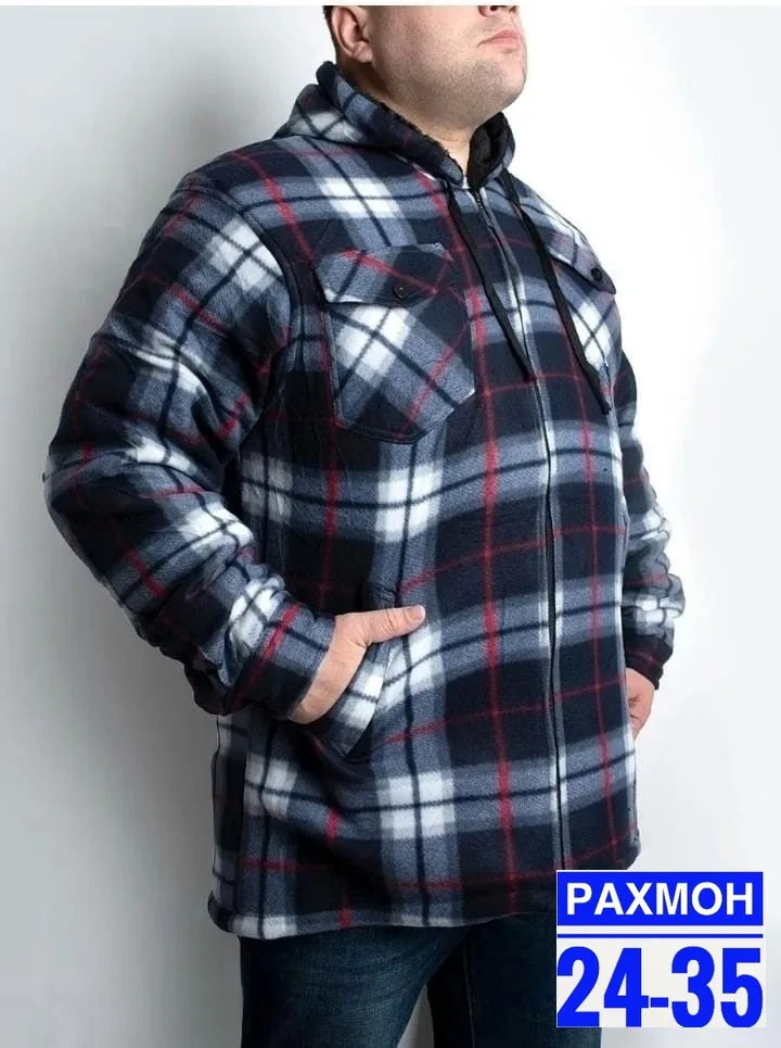 Рубашка в клетку с фланелью и мягким мехом — фото 2
