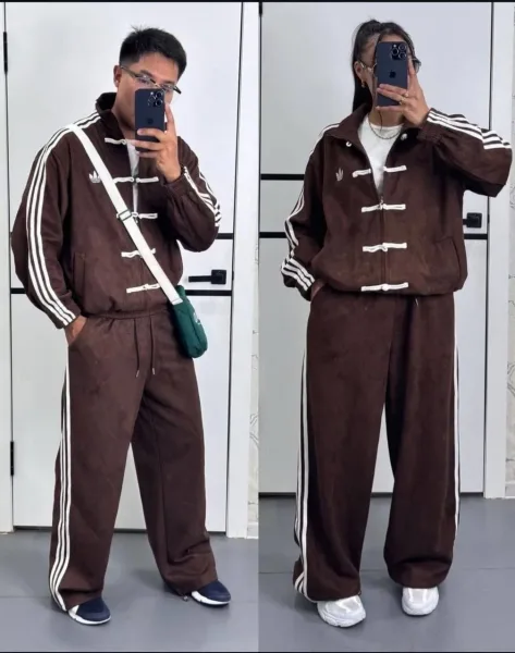 Костюм Adidas из ткани трёхнитка с вышивкой логотипа — фото 4