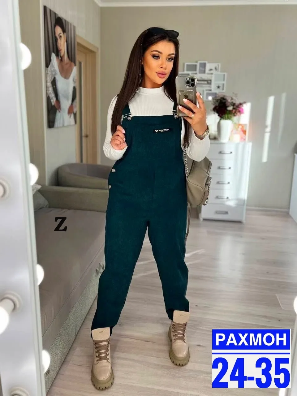 Комбинезон из качественного вельвета в черном — фото 1