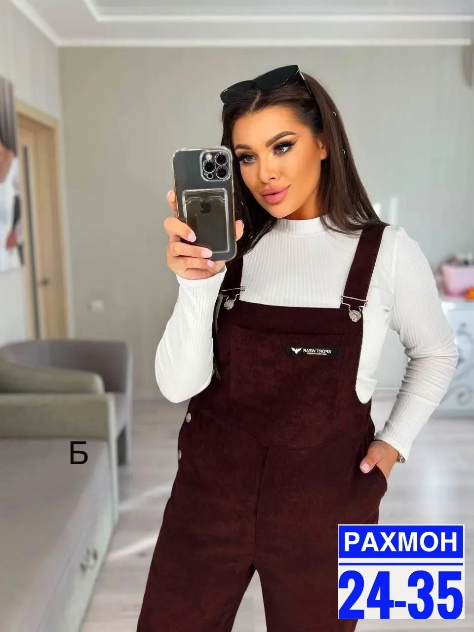 Комбинезон из качественного вельвета в черном — фото 8