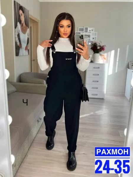 Комбинезон из качественного вельвета в черном — фото 4