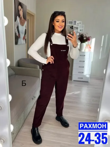 Комбинезон из качественного вельвета в черном — фото 7