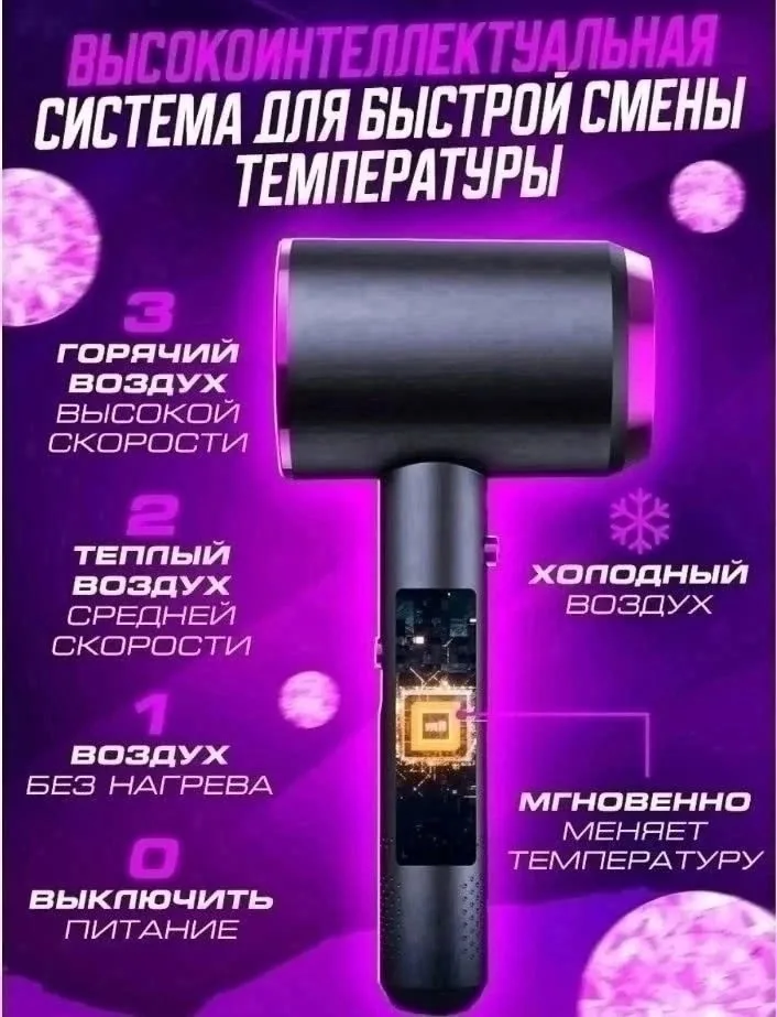Фен круглый с термозащитой и подогревом воздуха Белый — фото 3