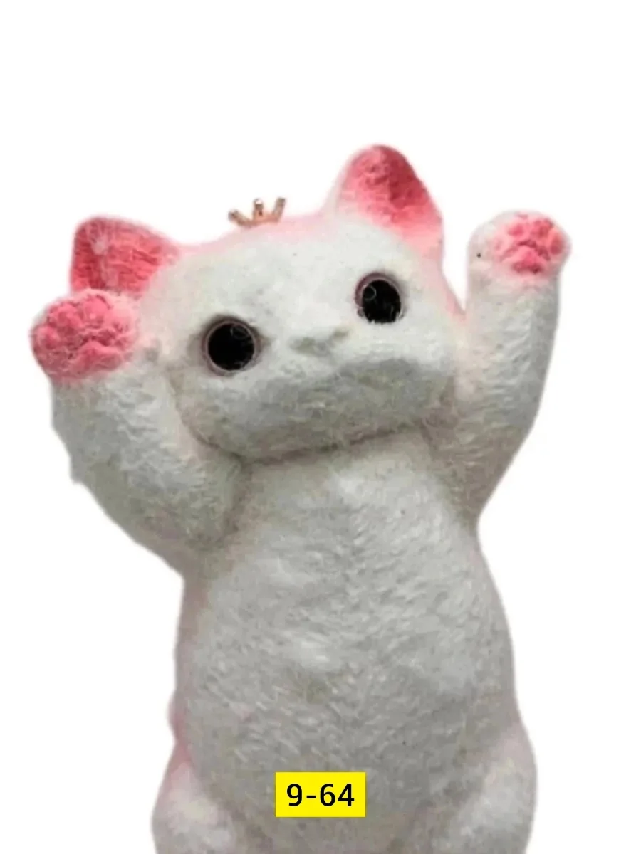 Мягкая игрушка в виде котика из натуральной шерсти — фото 4