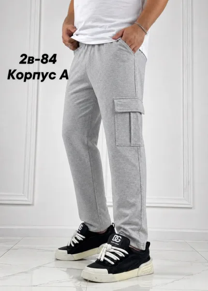 Спортивные мужские штаны карго из трикотажа, удобные для повседневной носки — фото 3
