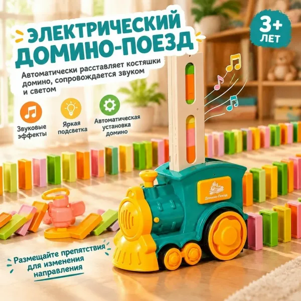 Игрушка-паровозик с функцией расстановки доминошек — фото 19