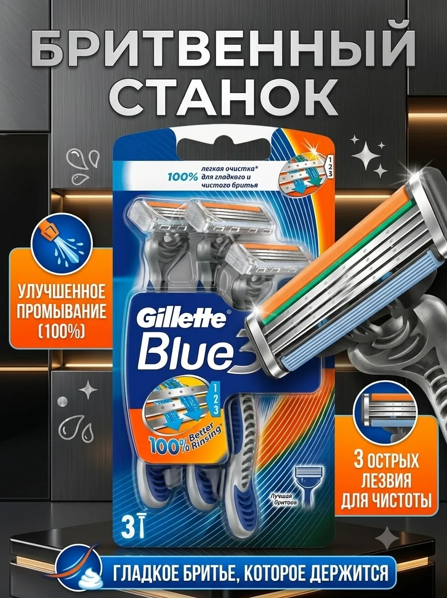 Перчатки Gillette Blue3 Comfort Бритва мужская — фото 2