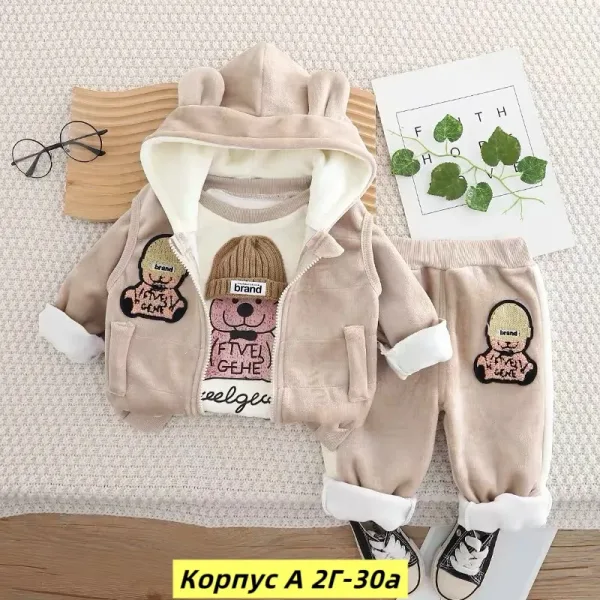 Костюм тройка из натурального меха с начесом, подходит для детей — фото 9