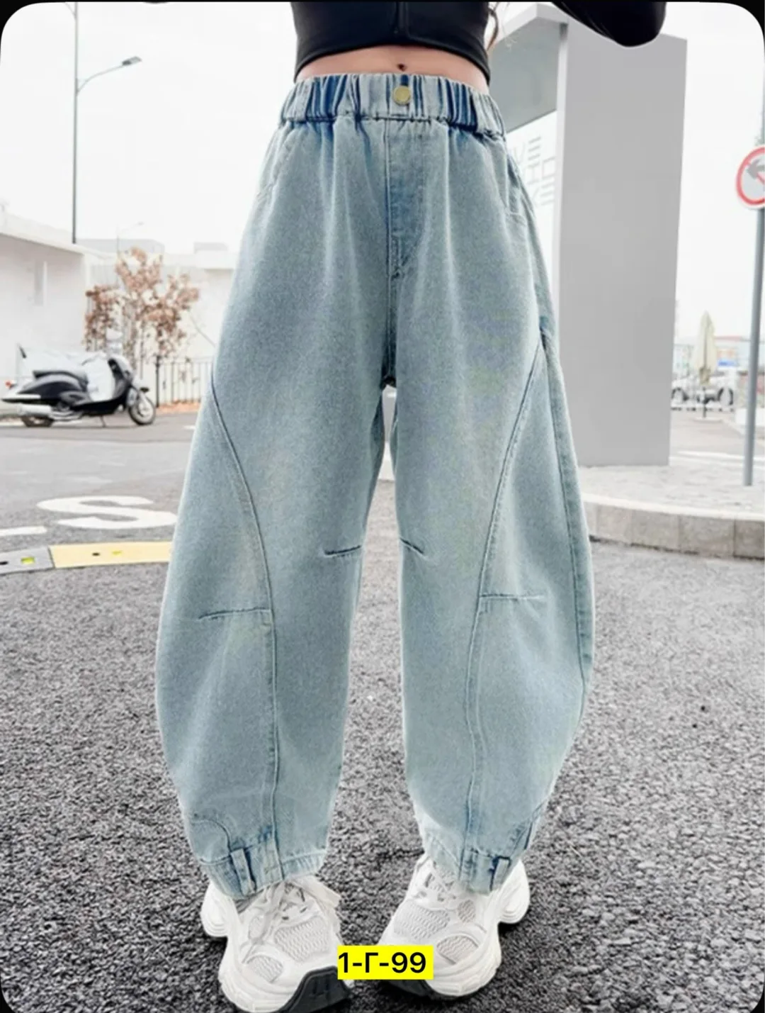 Джинсы джоггеры oversize baggy светло-голубые — фото 1