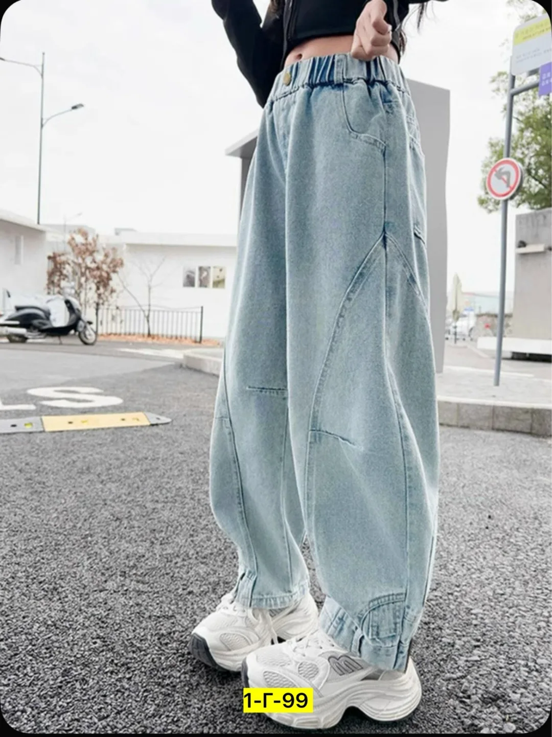 Джинсы джоггеры oversize baggy светло-голубые — фото 5