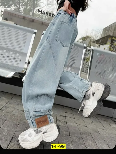 Джинсы джоггеры oversize baggy светло-голубые — фото 7
