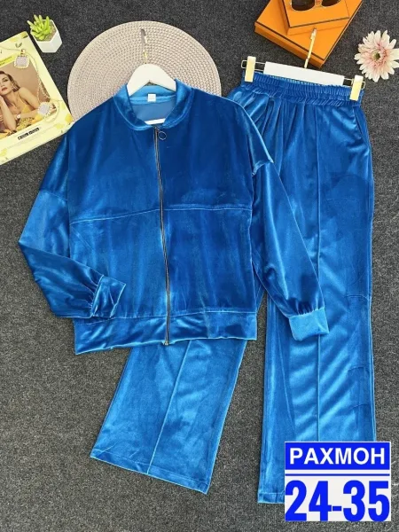 Костюм из ломаного велюра с удобной посадкой на резинке — фото 4