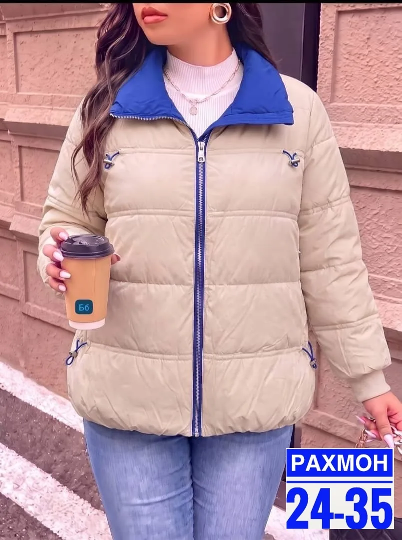 Лёгкая и стильная куртка из синтепона синяя — фото 3