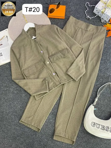 Женский спортивный костюм двойка выполнен из практичной, плотной ткани Кашемир Ёлка — фото 3