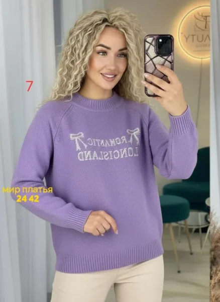 Кофточка из тянущегося кашемир-вязаного материала — фото 2