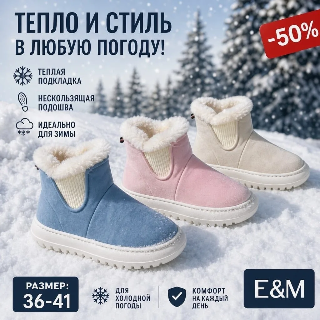 Новые модели зимние угги, в коробке, 2 цвета — фото 1
