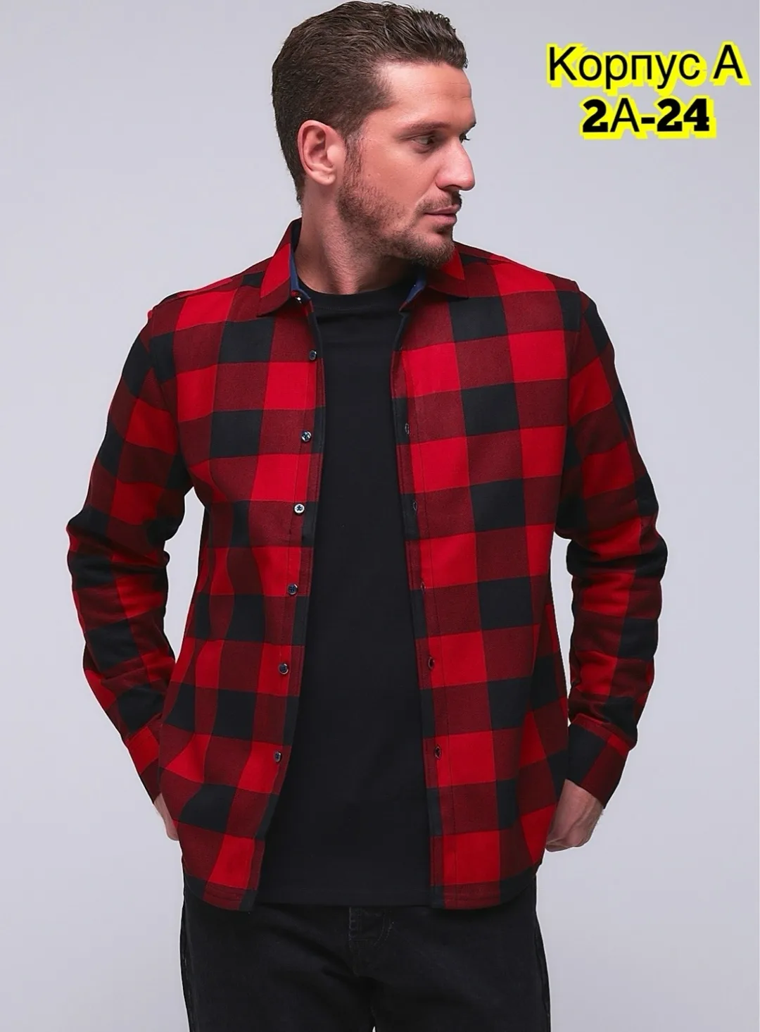 Мужская рубашка из флиса с начесом, подходит для повседневной носки — фото 1
