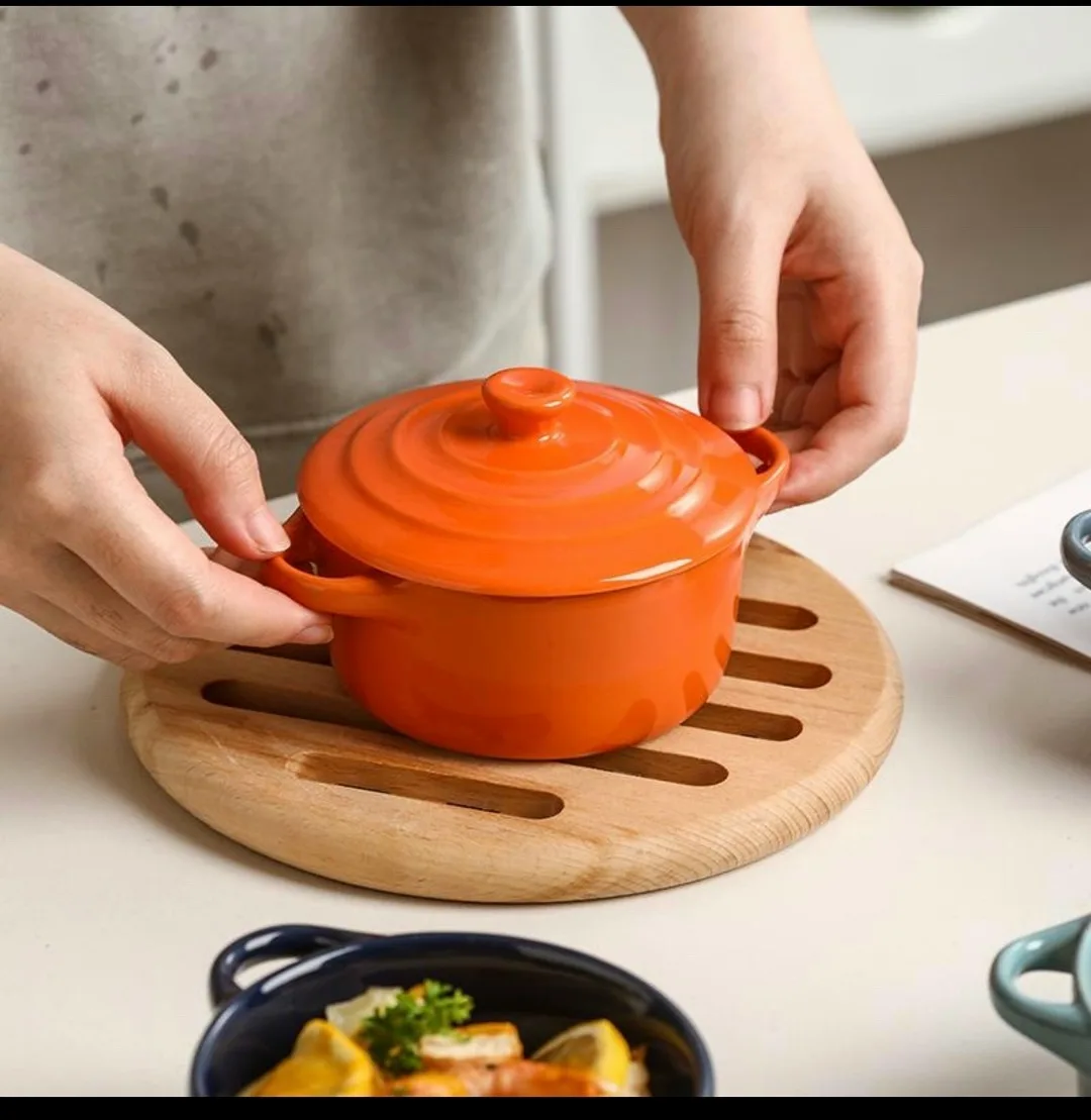 Маленькая керамическая кастрюля с крышкой и ручками, подходит — фото 3
