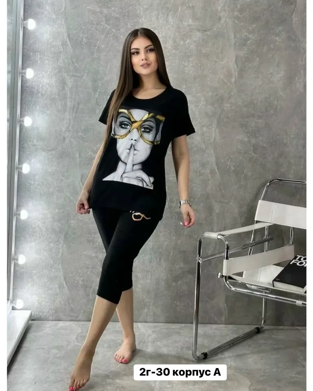 Пижама бриджа из качественного хлопка — фото 1