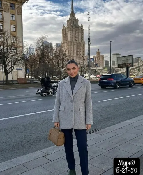 Пиджак-палто из корейского производства с полной подкладкой — фото 4