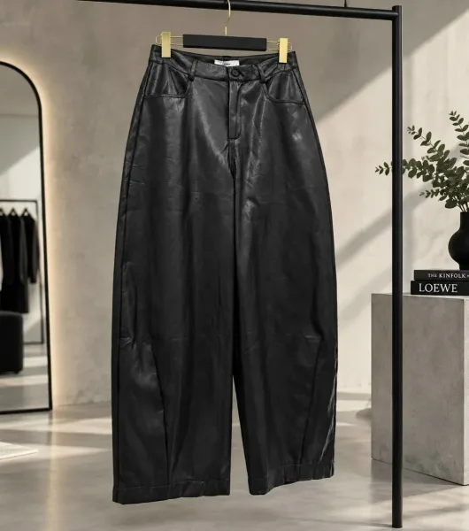 Брюки baggy из мягкой экокожи высокого качества — фото 7