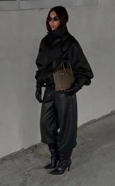 Брюки baggy из мягкой экокожи высокого качества — фото 12