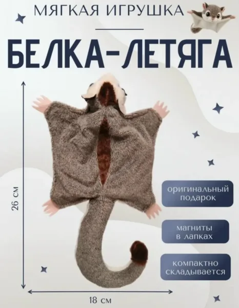 Мягкая игрушка с магнитом белка-летяга — фото 10