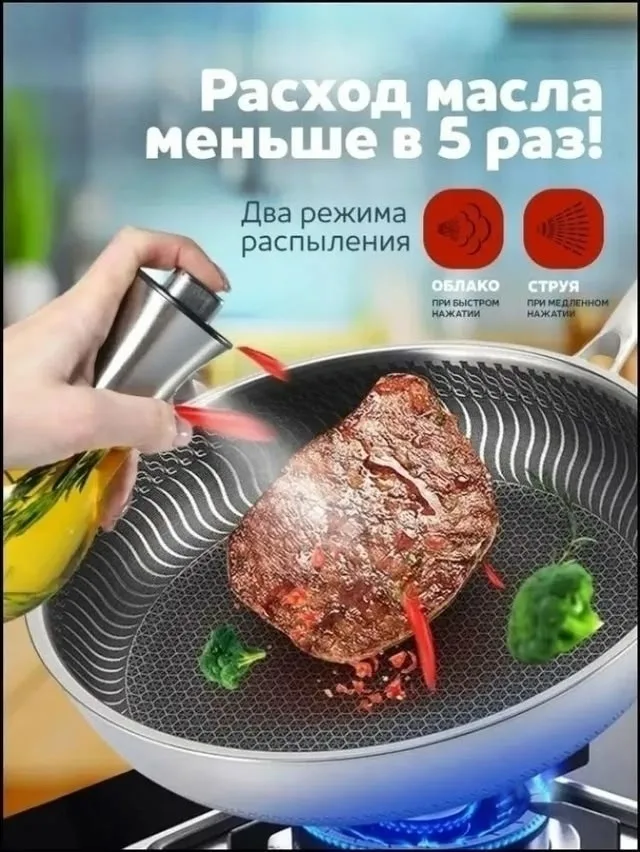 Бутылка дозатор для масла и жидкостей, спрей распылитель для масла — фото 8
