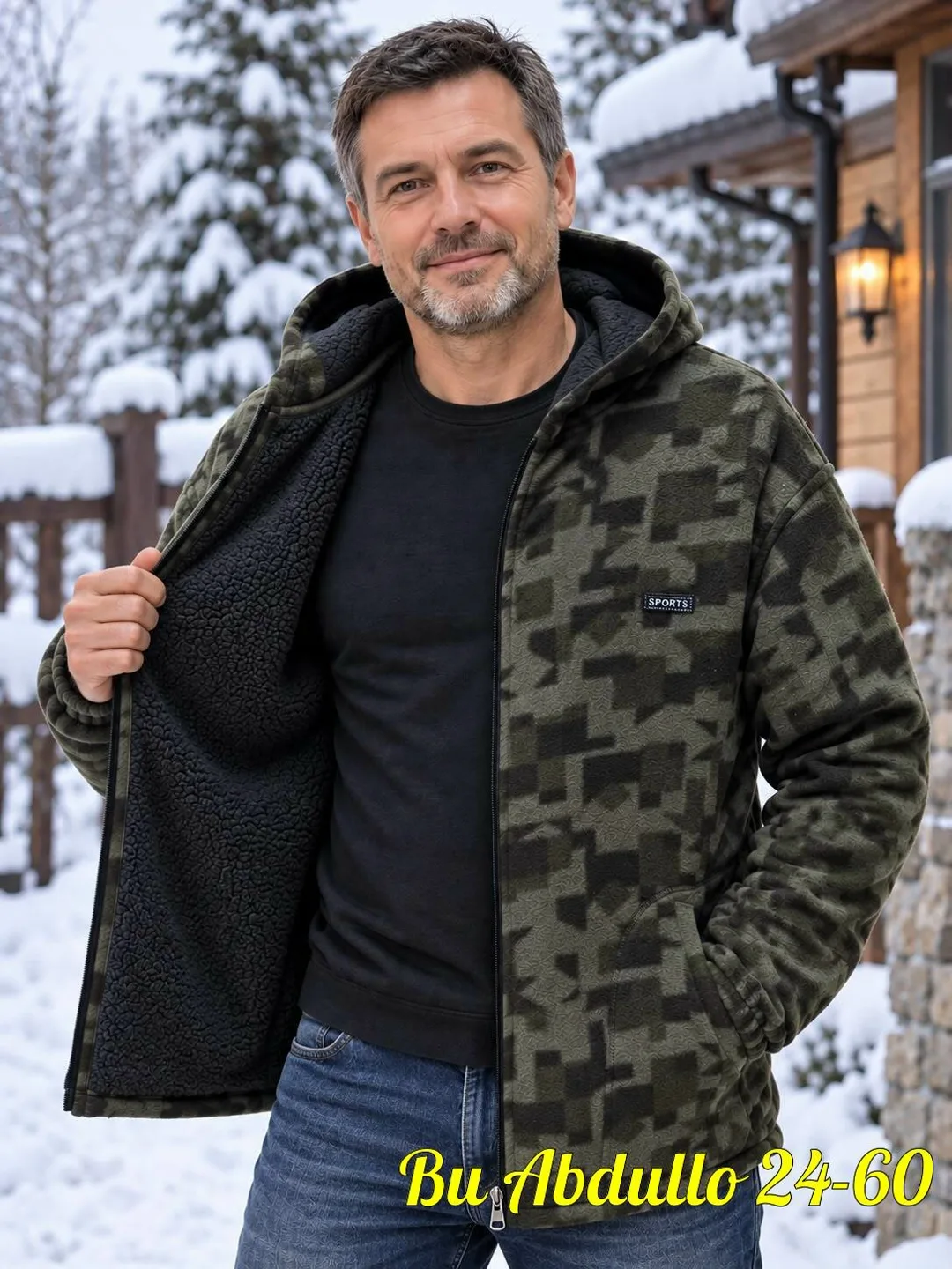 Тёплая мужская толстовка с начёсом, подходит для зимнего сезона — фото 2