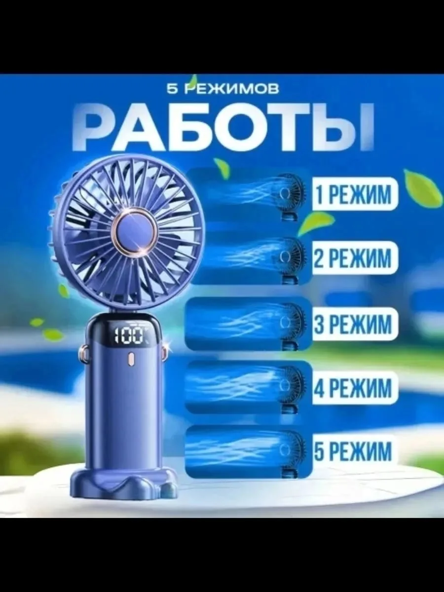 Портативный вентилятор с пятью скоростями и питанием от USB обеспечивает — фото 9