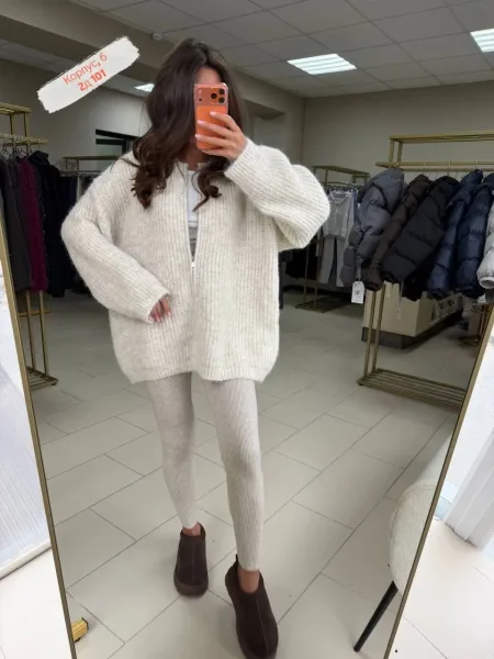 Кардиган свободного кроя из трикотажа лапша — фото 3