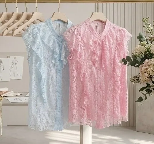 Блуза с рюшами из гипюра — фото 7