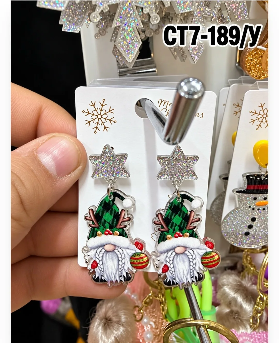 Серьги новогодние для детей Серый — фото 3