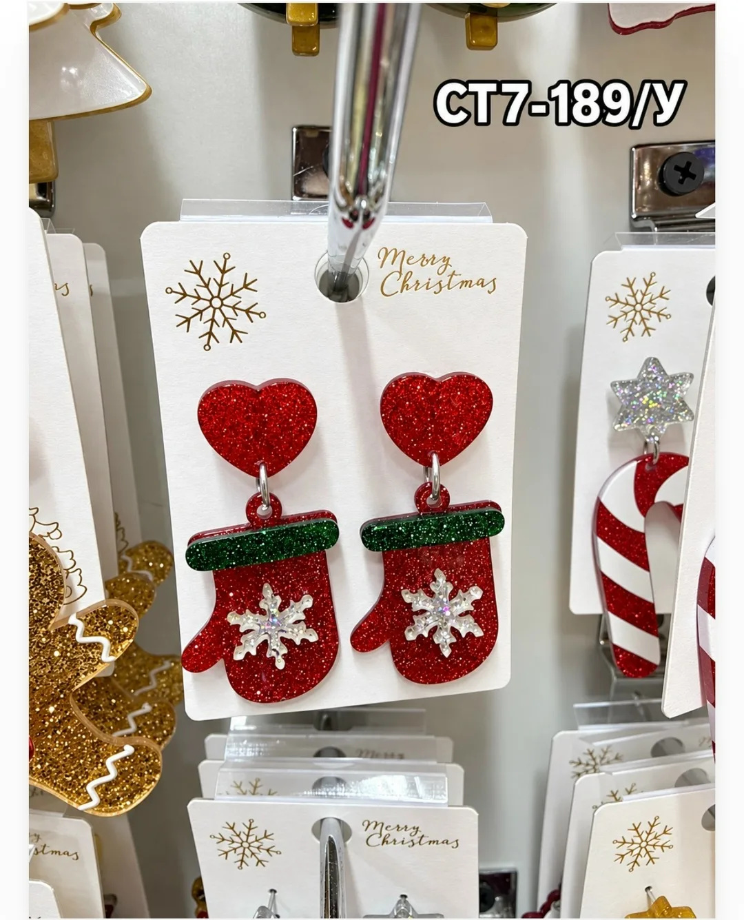 Серьги новогодние для детей Серый — фото 4