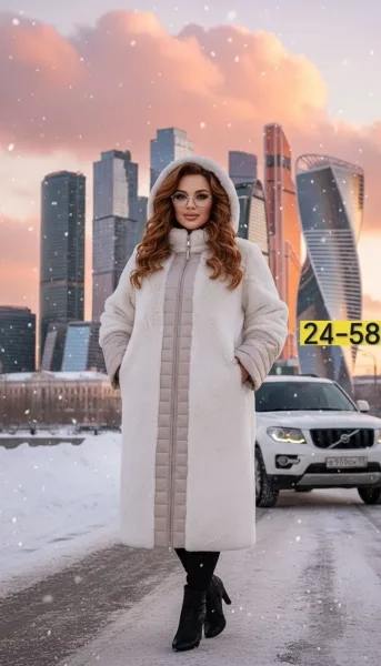 Шуба свободного кроя из плотной ткани с качественной фурнитурой — фото 3