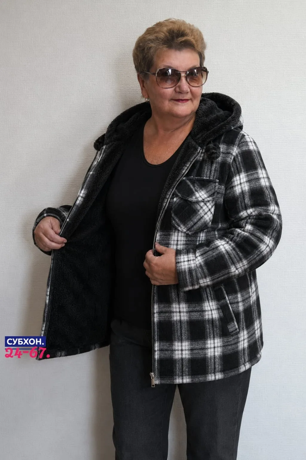 Рубашка в клетку с фланелью и мягким мехом фланель + мягкий мех внутри — фото 5