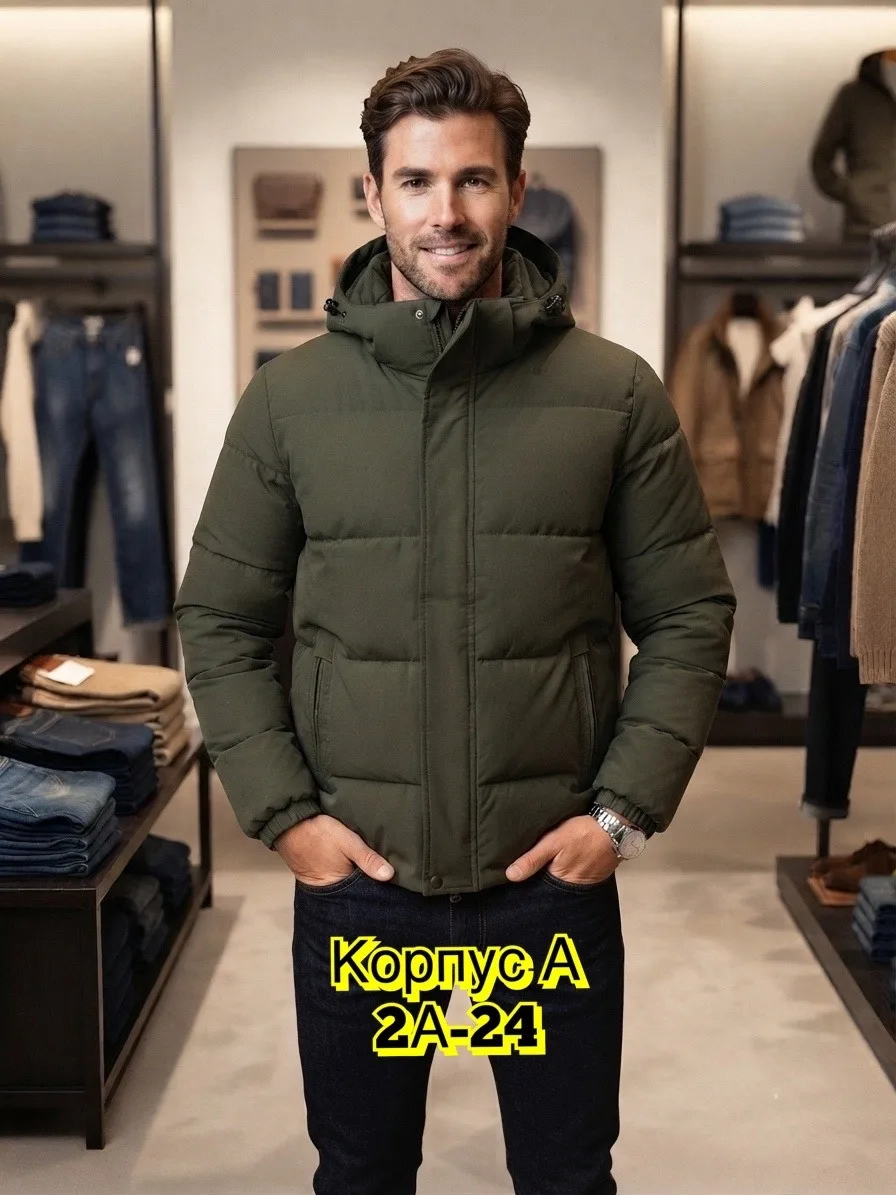 Мужская зимняя куртка с подкладкой из синтепона синяя — фото 3