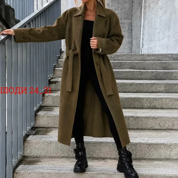 Длинное пальто из кошмира с подкладкой из хлопка и полиэстера — фото 1