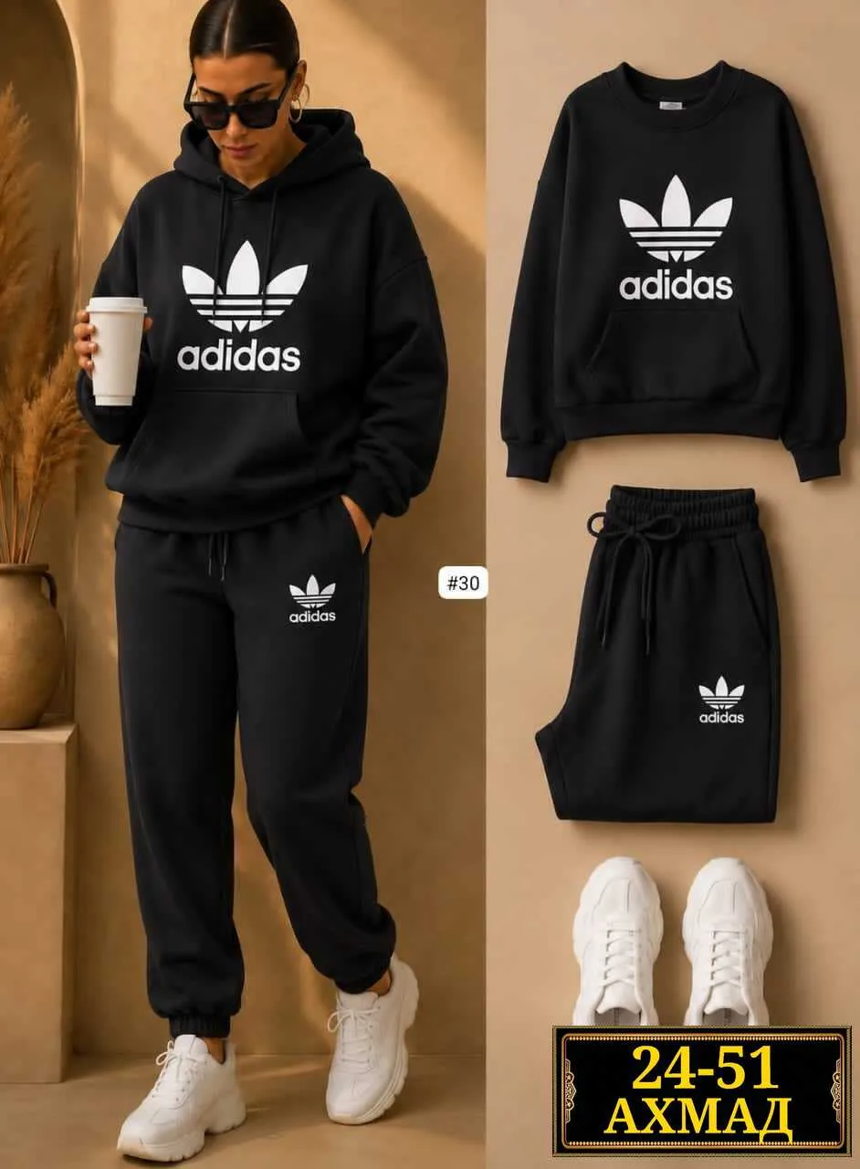 Женский спортивный костюм Adidas Original, флис Синий — фото 4
