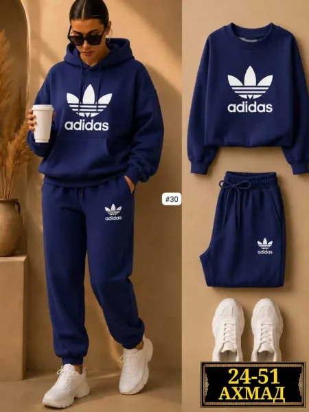 Женский спортивный костюм Adidas Original, флис Синий — фото 1