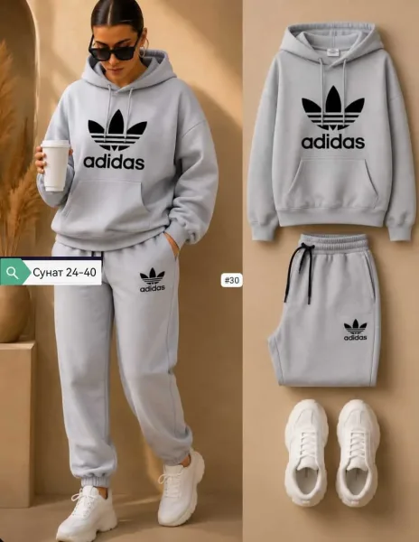 Женский спортивный костюм Adidas Original Флис Синий — фото 2