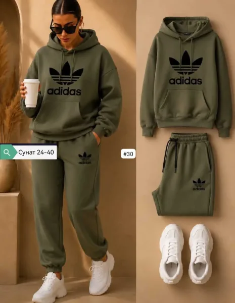 Женский спортивный костюм Adidas Original Флис Синий — фото 4